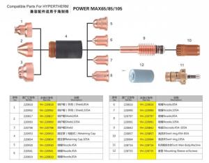 China PowerMax 65 85 105 Compatible parts for Hypertherm Plasma Consumables , Plasma Cutter Torch Parts Electrode factory