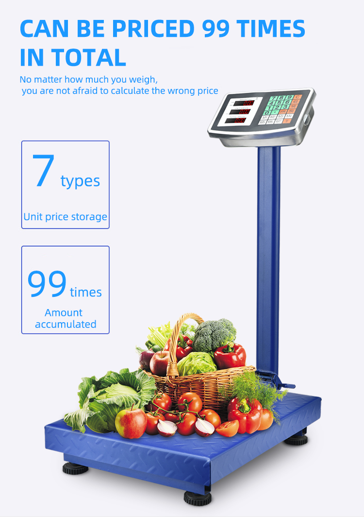 ABS Plastic LCD Display 150kg Bench Weighing Scale with Checkered Steel Plate TCS Digital Platform OEM/ODM Supported