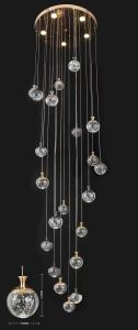 China Apple Hanging Pendant Light Staircase Crystal Chandelier new villa hollow high living room chandelier rotating staircase long Chandelier factory