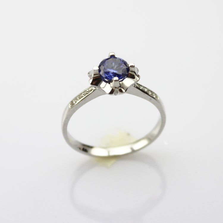 Women Jewelry 925 Silver 5.5mm Round Purple Cubic Zirconia Ring(F36)