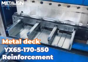 China 95mm Shaft Diameter Embossing Metal Roll Forming Equipment For YX65-170-550 Floor Deck With Hydraulic Cutting System factory