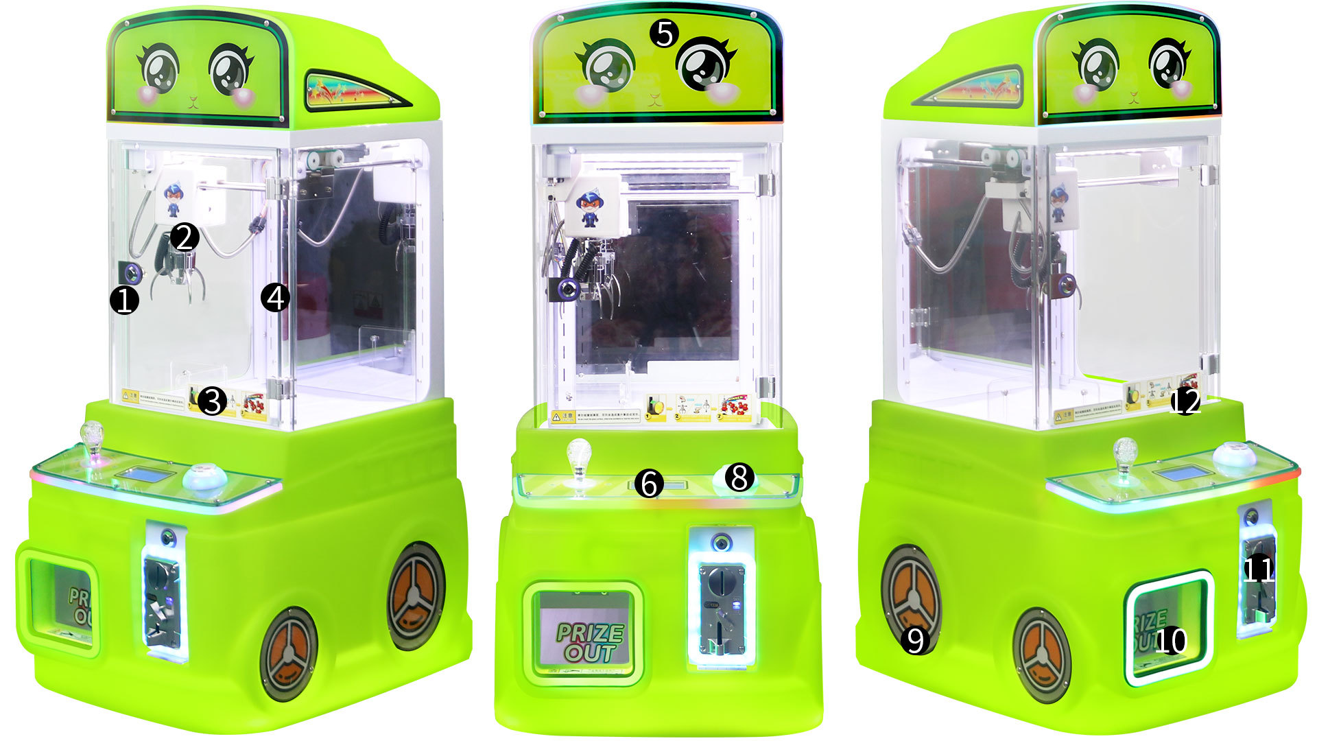 Green New Mini Fire Truck Toy Automatic Vending Machine Coin-operated Fun Doll Machine