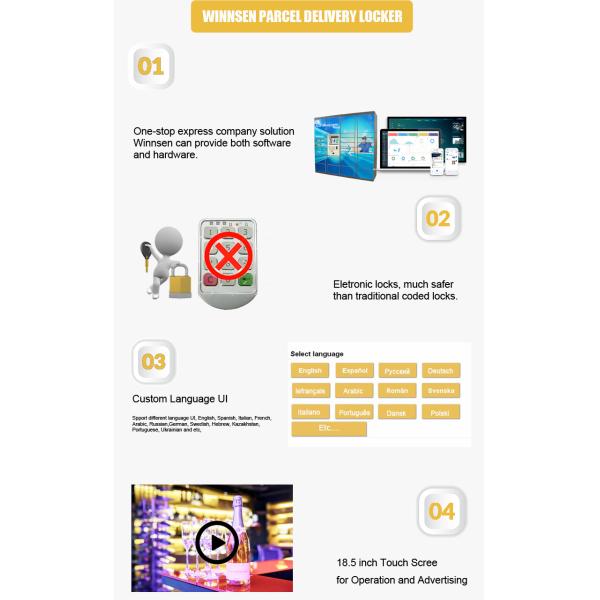 Intelligent Parcel Delivery Lockers With Bar Code / Stainless Steel Keypad
