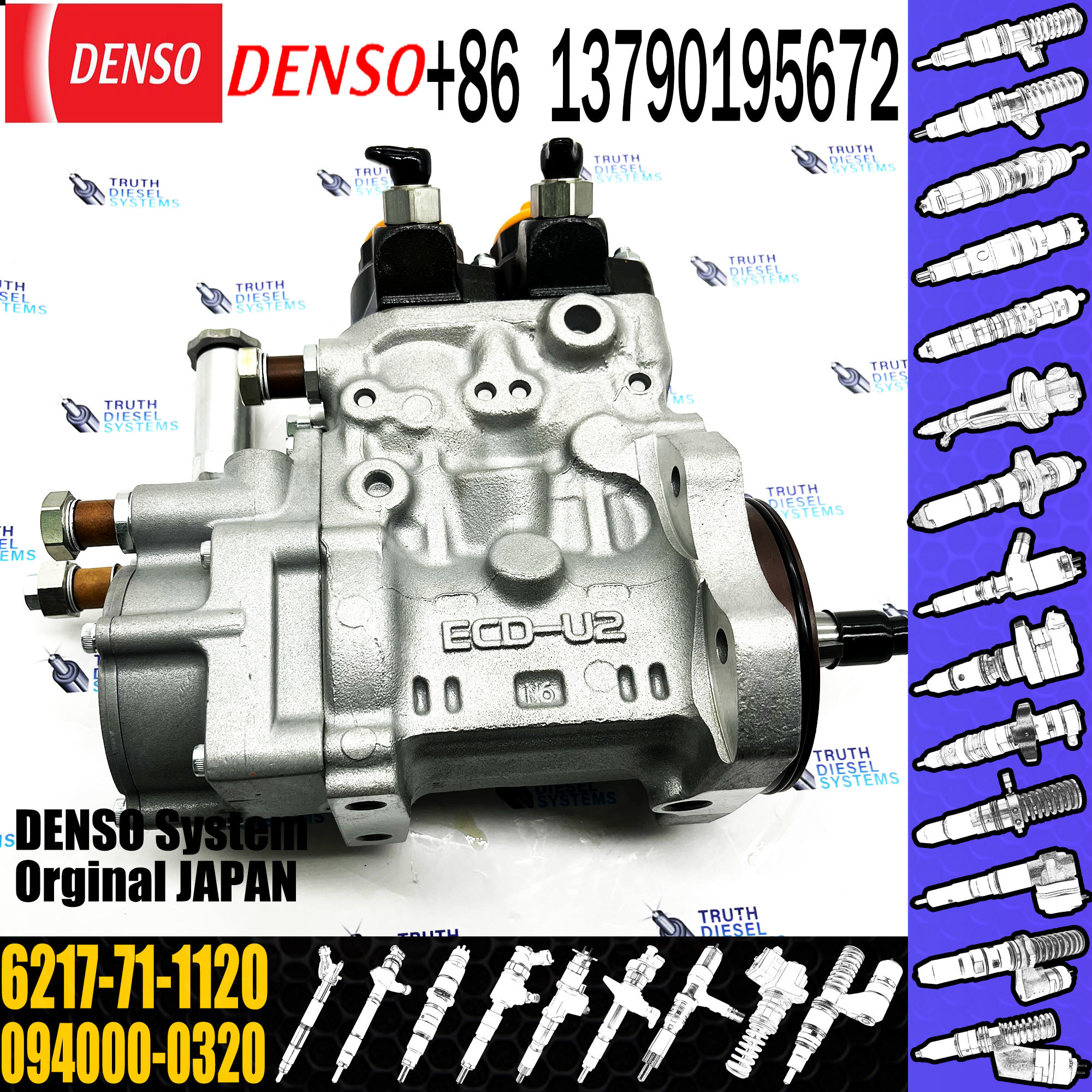Original D155 D155AX-6 Engine SA6D140E Fuel Pump Assy,Denso injector pump:094000-0322,6217-71-1120, 6217-71-1121,6217-71