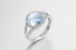 Sapphire 925 Silver Gemstone Rings 5.3g October Birthstone Engagement Ring