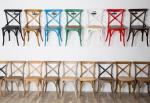 Nature Color Modern Solid Wood X Cross Back Banquet Chair with Rattan Cushion