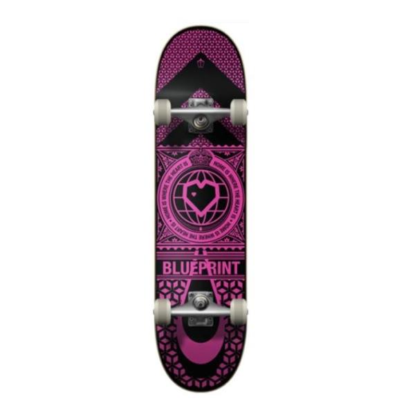 Blueprint Skateboards Home Heart Black / Pink Complete Skateboard - 7.75" x 31