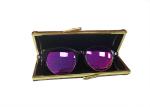 Fashionable Vinatge Leather Matel Hard Sunglasses Cases Bag For Women