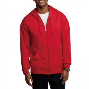 China Customized Fashionable Cotton Polyester Red Full Zipper Mens Hoodies Jackets with Pocket on sale