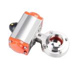 Food Grade Sanitary Stainless Steel 304/316l Pneumatic Actuated Welded Butterfly
