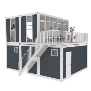 China BOX SPACE 2 Storey 40ft Shipping Container Home With Garage Luxury Modular Shipping Container House 2 Bed Design factory
