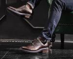 Woven Formal Mens Leather Dress Shoes Elegant Goodyear Welted Shoes With Two Cap