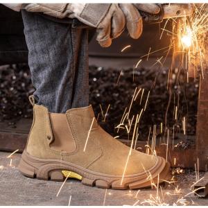China Men'S Suede Kevlar Steel Toe Welding Safety Shoes Anti Smashing Rubber Work factory