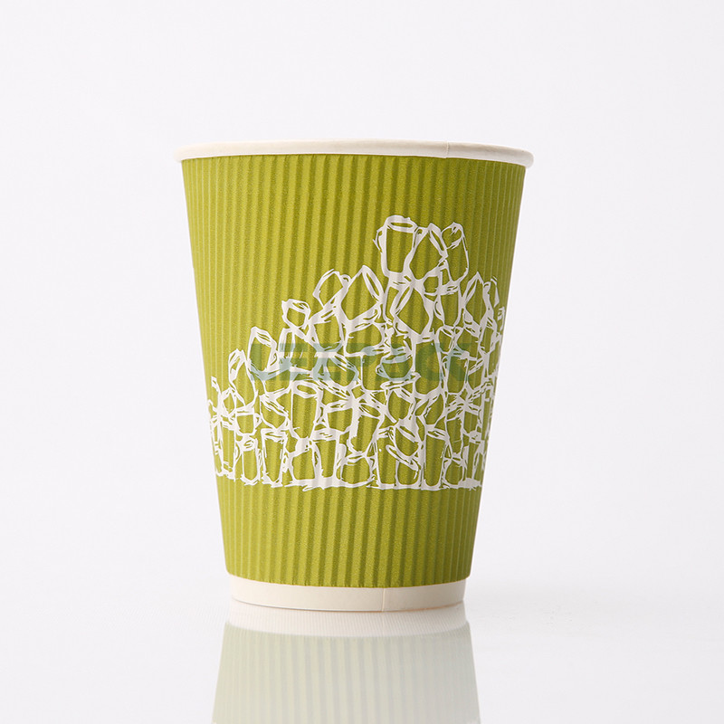 disposable ripple wall coffee paper cup for hot drink PE coated paper cup with lids 8oz 10oz 12oz 16oz can be customized