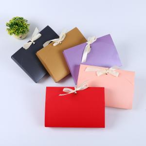 China Custom Logo Square Kraft Cardboard Paper Gift Boxes With Ribbon Eco-Friendly Material factory