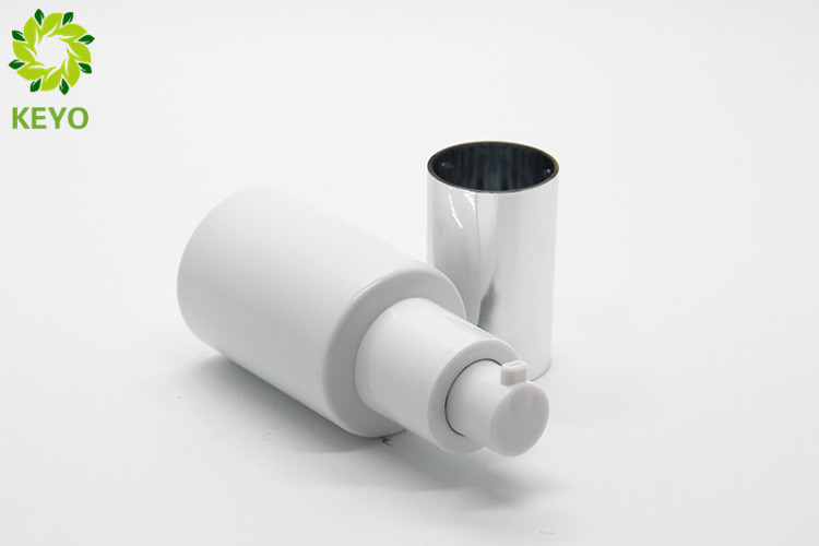 Empty Foundation Bottle With Pump , White Glass Liquid Foundation Containers