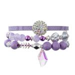 Women'S Handmade Leather Bracelet Multilayer Purple color With Magnet Clasp