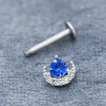 Blue Crystal 16g Labret Piercing Jewelry