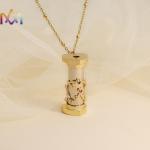 Mini Womens Engraved Kaleidoscope Pendant Necklace