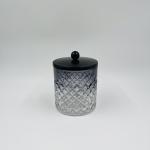 Ombre Black Glass Bathroom Accessories Set with Round Shape and Diamond Pattern