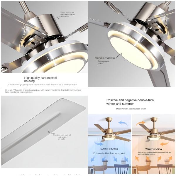 Wholesale factory Wooden Ceiling Fan Light Fixtures Remote LED 52 Brushed Nickel Bedroom Living Room