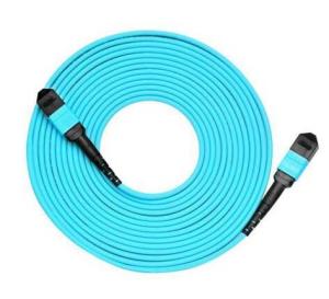 China MTP Female Mtp Female Om3 Optical Fiber Patch Cord 12 Core Aqua Color factory