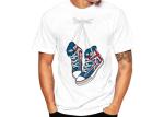 White Sublimation Printed Casual T - Shirts Cotton Crew Neck Regular Fit