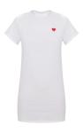 Women Classic Version White Heart Embroidered T Shirt Dress With O Neck