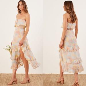 China Womens Clothing Ruffle Midi Dress Fashion Women with Slit factory