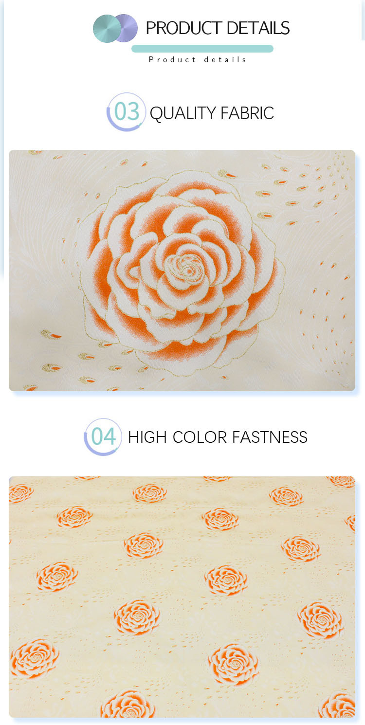 Wholesale Home Textile Light Color Golden Print Mattress Fabric 100 Polyester Mattress Fabric