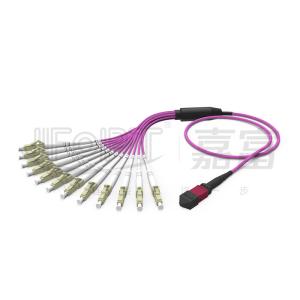 China 12 Fibers Duplex MPO Breakout Cable MPO-LC/SC/FC/ST Multimode 50/125 3.0mm LSZH Aqua factory