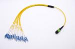 12 MPO/MTP-LC/APC SM 3.0mm Breakout Fiber Optic MPO/MTP Jumper with Yellow