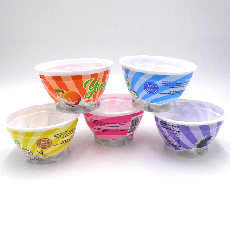 Food grade plastic cups 4oz customized plastic yogurt milk drink cup with aluminum foil lid