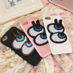 Soft Plaid PU Lovely Big Eyes Cell Phone Case Back Cover for iphone 7 7 plus 6s