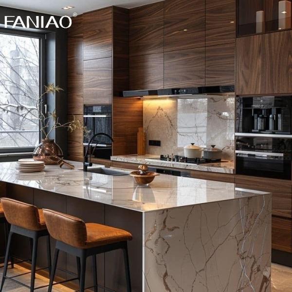 Custom Villa Kitchen Cabinet Modern Grey Industrial Design Kitchen Cabinet With