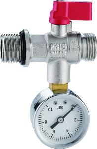 China 6000 Nickel Plated Manifold Parts Brass Test Valve Ball Type DN15 Male x Male Threaded with Bottom Pressure Meter Outlet factory