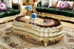 Gold Storage Carved Wooden Coffee Table