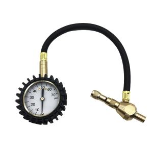 China 70 Psi Tyre Pressure Gauge Hose Rapid Deflate Bottom Mechanical Pressure Gauges factory