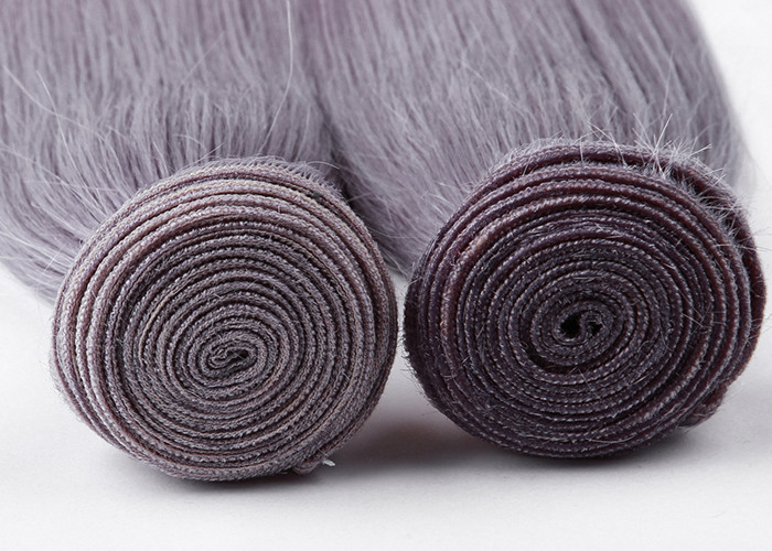 Customized Purple Grey Hair Silk Straight 100% Human Hair Can be flat ironed