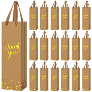 China Custom Printed Kraft Paper Wine Bottle Gift Shopping Bag with Hand Length Handle factory