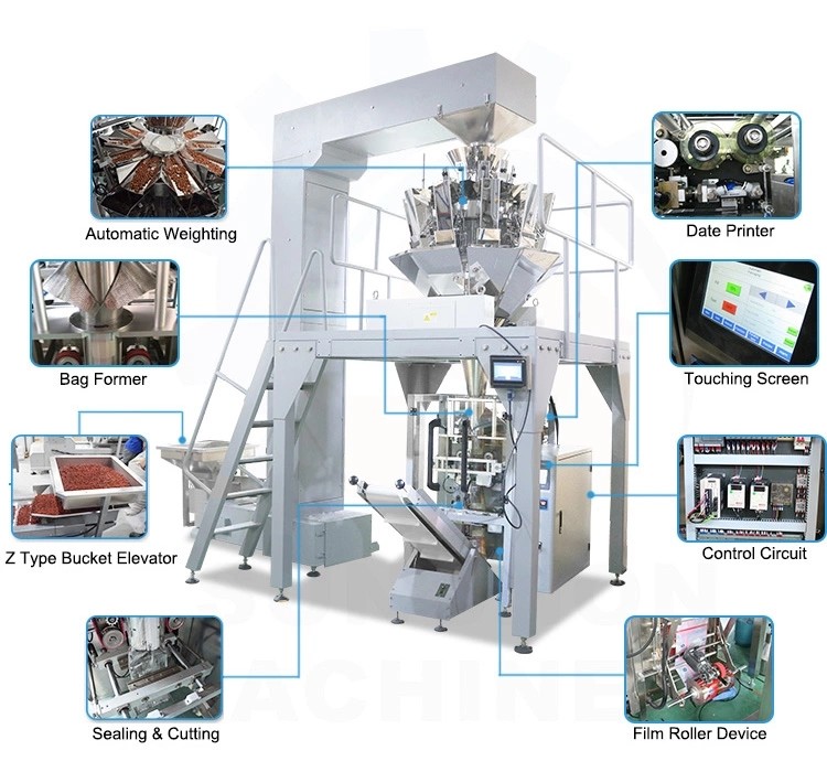 Automatic Rice Chin Peanut Packing Machine With Multi Head Weigher