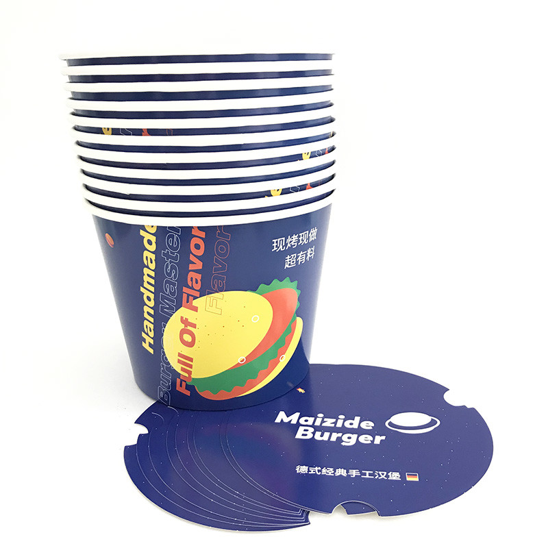 Custom Disposable Paper Buckets 170oz Single Wall 220mm Top Cup For Popcorn
