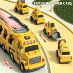 Friction Power Vehicle Toy Carrier Transport Trucks Car Set for Toddlers Age 2-4