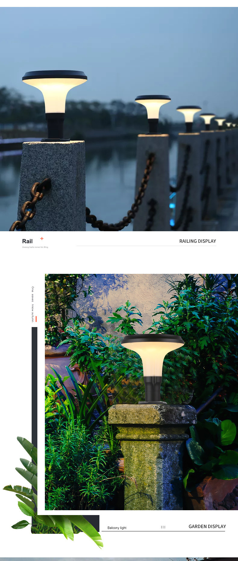 Decorative Pole Solar Powered Led Post Top Lamps Yard 26x26x28cm 5V 4.5W