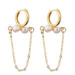 Gold Plated Single Round Zircon Chain Link Enamel Hoop Earrings For Women