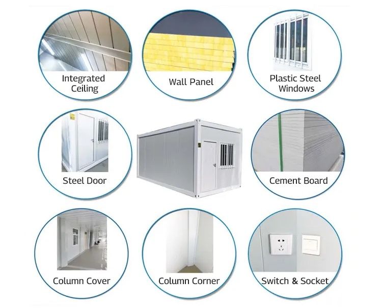 Single Package Size 600X600X300 cm and Container House for Office Building Dormitory 20 40ft Portable Cabin Bungalow