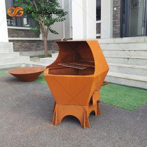 China Outdoor Patio Kitchen Cooking Corten Steel Charcoal Bbq Grill Custom factory