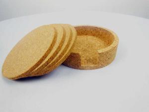 China HOT SALE 4'' Round Cork Coaster Set of 4 With Holder Cork for Bar or Home Decoration factory