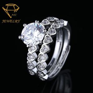China Two In One 925 Sterling Silver Diamond Ring Prong Setting factory