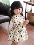 2016 Fashion Girl Colorful Kid's Dress long sleeve Floral Pattern Dancing Dress